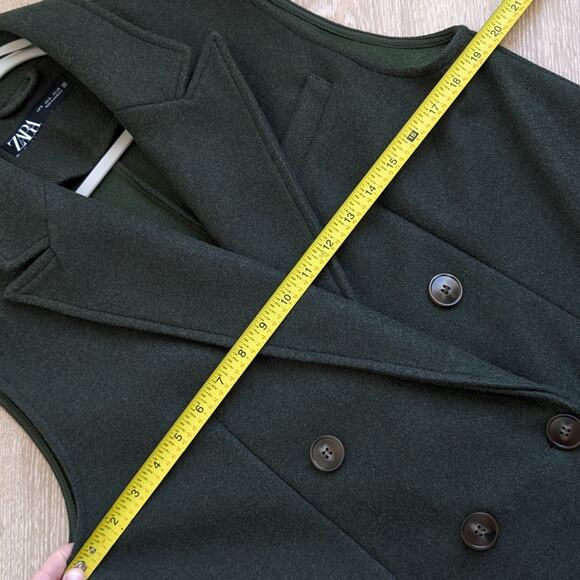 Zara Green Oversized Velvet Double-Breasted Vest Sleeveless Jacket, size S - Picture 7 of 10